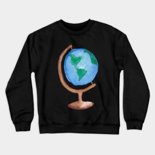 Watercolor World Globe Map Crewneck Sweatshirt